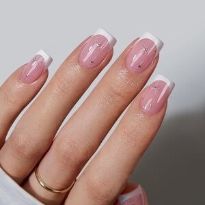 💅🏻  Starlit Sparkle Press-On Nails – Square Shape, Soft Gel – Short Length – N